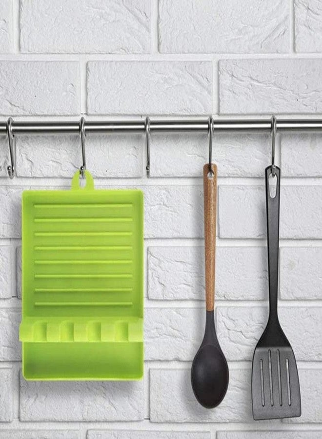 Bhuma Spoon Holder Spatula Holder for Kitchen Spoon Rest Cooking Utensil Plastic Stand Pan Cover Lid Rack Pot Clips Support Ladle Organizer Tool (Random Color, 1 Pc's) - Image 3